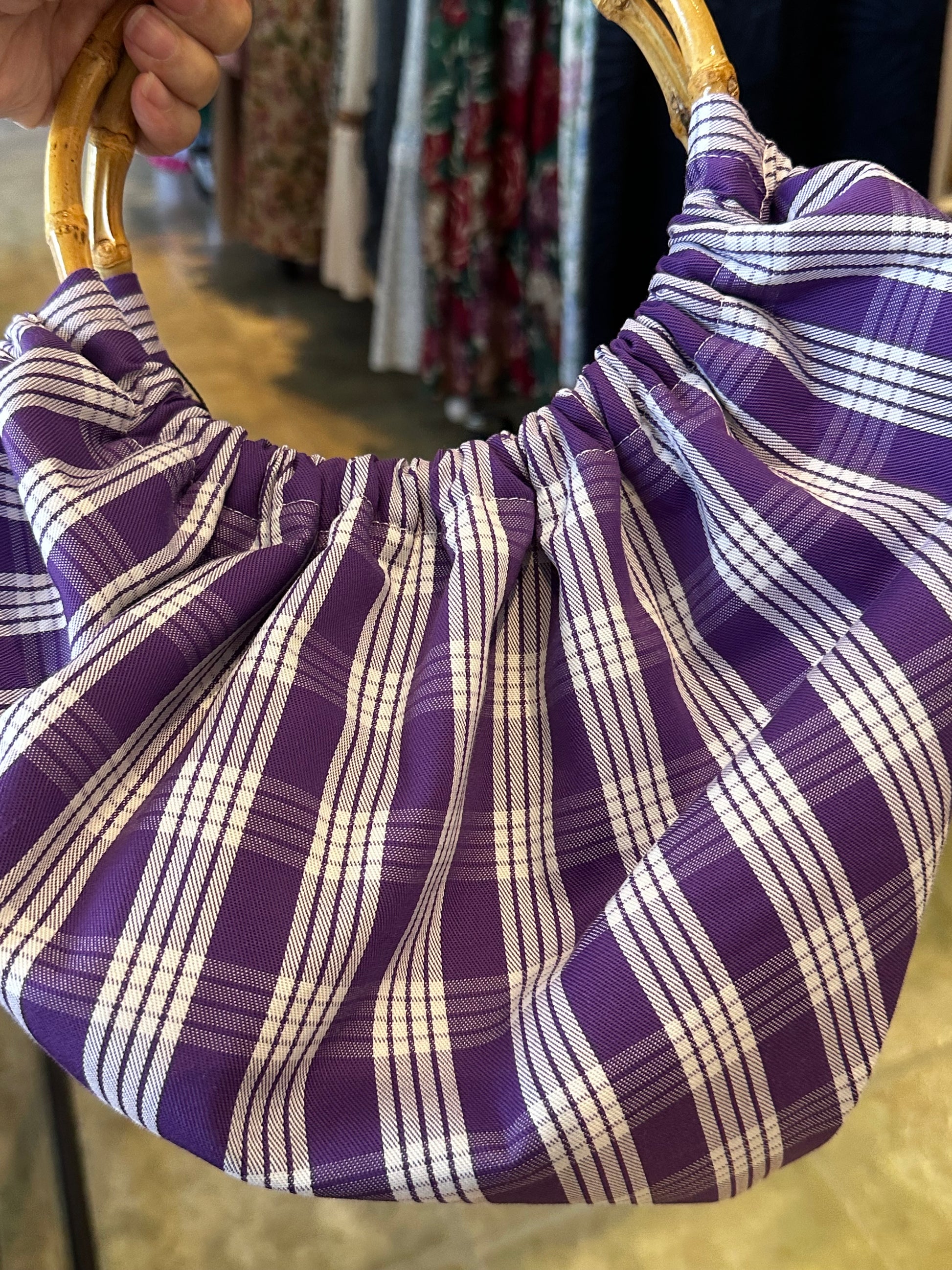 bamboo fishing pole with purple velvet bag Poi Bag ~ Medium Size